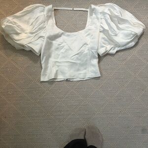 Elegant White Bubble Sleeve Top